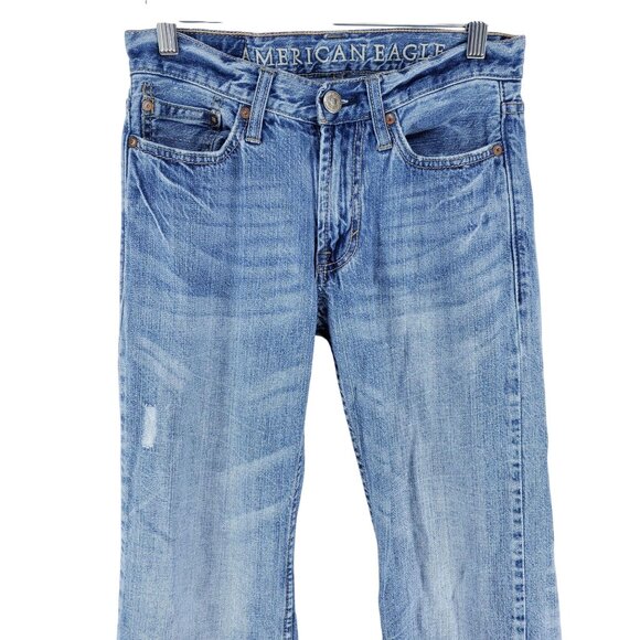 American Eagle Low Rise Boot Jeans Men's Size 26/28 Light Wash - Picture 4 of 7